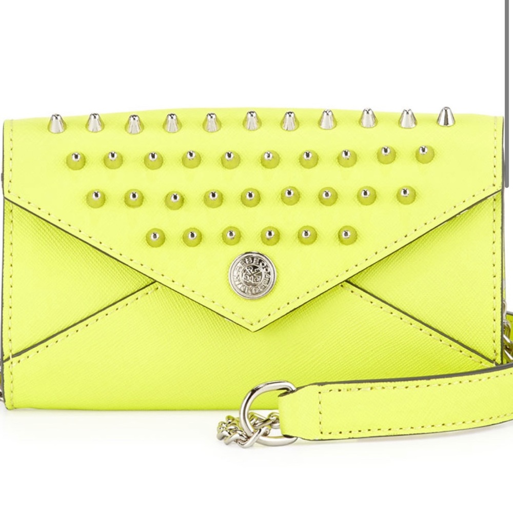 Rebecca Minkoff Mini Wallet on a Chain Acid Yellow
